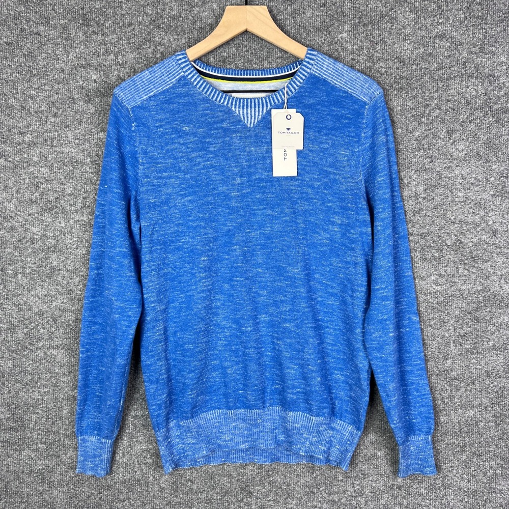 Tom Tailor Mens Blue V Neck Long Sleeve Casual Sweater Size M